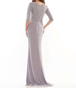 Style 1-3511446994-397 Rina Di Montella Silver Size 14 Plus Size Lace Free Shipping Prom Floor Length Straight Dress on Queenly