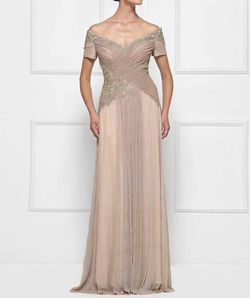 Style 1-854027091-1901 Rina Di Montella Gold Size 6 Prom Embroidery Straight Dress on Queenly