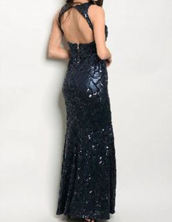 Style 1-3619918616-2901 SPY zone exchange Blue Size 8 Tall Height Free Shipping Floor Length Navy Side slit Dress on Queenly