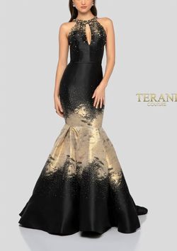 Style 1-3982349297-238 Terani Couture Multicolor Size 12 Polyester Halter Prom Mermaid Dress on Queenly