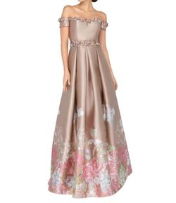 Style 1-451221839-2168 Terani Couture Nude Size 8 Free Shipping Pageant Print Fitted A-line Dress on Queenly