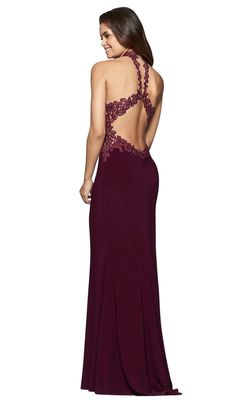 Style 10019 Faviana Red Size 2 Halter Jewelled Jersey Black Tie Straight Dress on Queenly