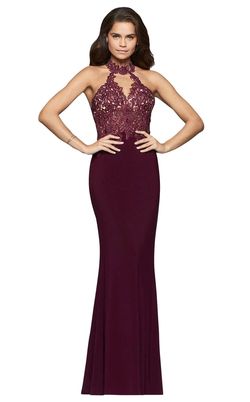 Style 10019 Faviana Red Size 2 Jewelled Straight Dress on Queenly