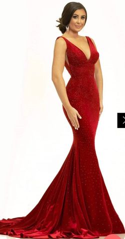 Johnathan Kayne Red Size 8 Plunge Mermaid Dress on Queenly