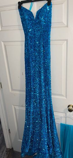 Portia and Scarlett Blue Size 2 Strapless Pageant Mermaid Dress on Queenly