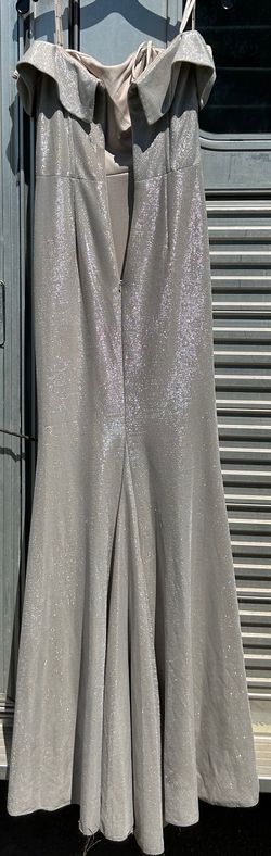 Faviana Silver Size 8 Black Tie Prom Side slit Dress on Queenly
