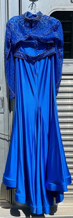 Rachel Allan Blue Size 8 Prom Pageant Train Dress on Queenly