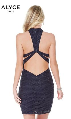Style 2654 Alyce Paris Blue Size 12 Navy 70 Off Halter Cocktail Dress on Queenly