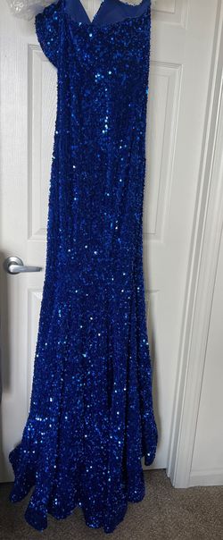 Portia and Scarlett Blue Size 16 Military Pageant Floor Length Mermaid Dress on Queenly