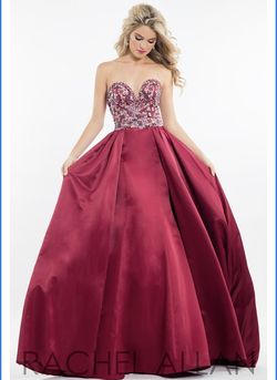 Style 7508 Rachel Allan Red Size 6 Strapless Ball gown on Queenly