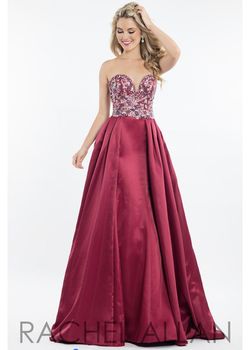 Style 7508 Rachel Allan Red Size 6 Strapless Ball gown on Queenly