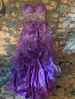 Blush Prom Purple Size 0 Strapless Ball gown on Queenly