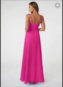 Azazie Pink Size 10 Plunge A-line Dress on Queenly