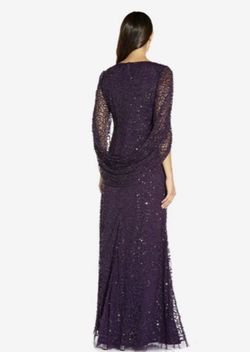 Adrianna Papell Purple Size 2 Sequined Cap Sleeve Military Straight Dress on Queenly