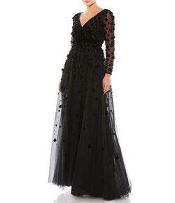 Mac Duggal Black Size 6 Mini Floor Length Sleeves Polyester 50 Off A-line Dress on Queenly