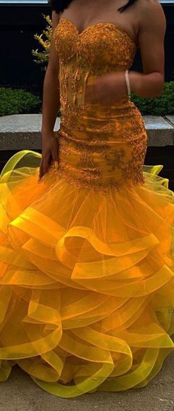 Jasz Couture Gold Size 0 Prom Military Mermaid Dress on Queenly