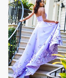 Sherri Hill Purple Size 0 Prom Train Dress on Queenly