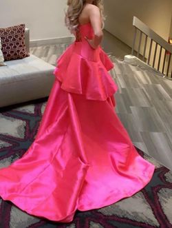 Sherri Hill Pink Size 4 Floor Length Strapless Train Dress on Queenly