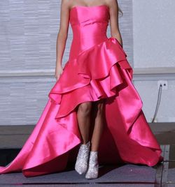 Sherri Hill Pink Size 4 Floor Length Strapless Train Dress on Queenly
