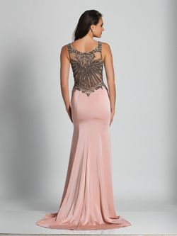 Style 5893 Dave and Johnny Light Pink Size 4 Boat Neck Floor Length Side slit Dress on Queenly
