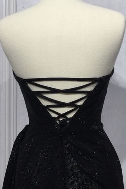 Style KV1091 Cinderella Divine Black Tie Size 16 A-line Strapless Side slit Dress on Queenly