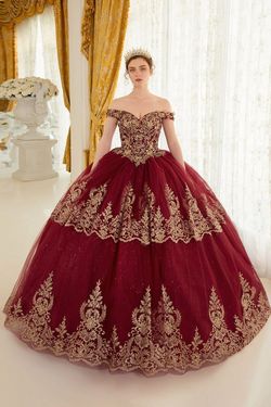 Style 15705 Cinderella Divine Red Size 10 Tall Height Burgundy Train Ball gown on Queenly