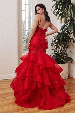 Style CM329 Cinderella Divine Red Size 14 Tulle Train Mermaid Dress on Queenly