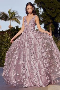 Style J838 Cinderella Divine Purple Size 8 Floor Length V Neck Tall Height Corset Ball gown on Queenly