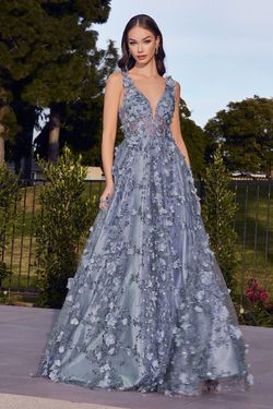 Style J838 Cinderella Divine Blue Size 6 Floor Length Bridgerton V Neck Ball gown on Queenly
