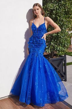 Style CM328 Cinderella Divine Blue Size 8 Fitted Tulle Mermaid Dress on Queenly