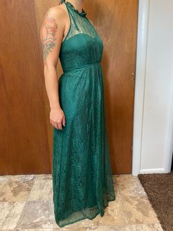 David's Bridal Green Size 4 High Neck Straight Dress on Queenly