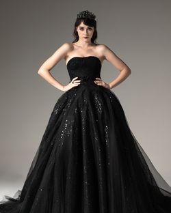 Style CW2506 Cocomelody Black Size 10 Tulle Tall Height Floor Length Pageant Ball gown on Queenly