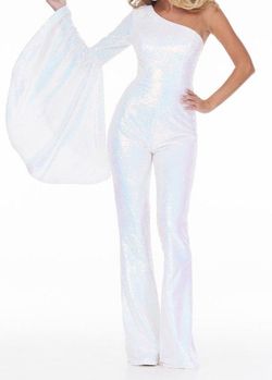 Style 11047 Ashley Lauren White Size 12 Prom Pageant Bachelorette Jumpsuit Dress on Queenly