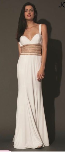 Jovani White Size 4 50 Off Military Floor Length 70 Off Mermaid Dress on Queenly