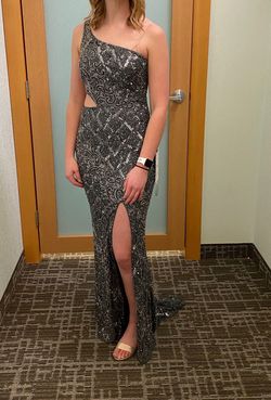 Primavera Silver Size 6 Black Tie Floor Length Pageant Mermaid Dress on Queenly