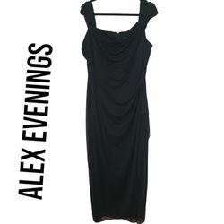 Alex Evenings  Black Size 16 Plus Size Floor Length Straight Dress on Queenly