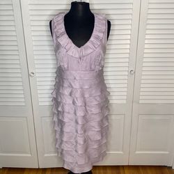 Dress Barn Purple Size 12 Ruffles Plunge Cocktail Dress on Queenly