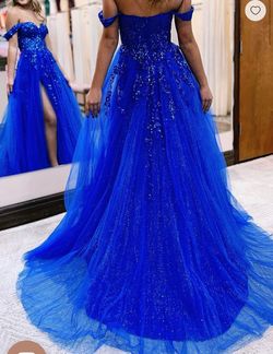 Stacees Blue Size 4 Floor Length Ball gown on Queenly