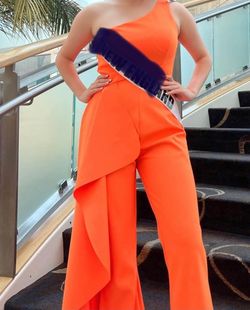 Ashley Lauren Orange Size 6 Floor Length Pageant Jumpsuit Dress on Queenly