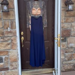 Sherri Hill Blue Size 2 Floor Length Short Height Padded Mermaid Dress on Queenly