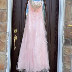 MB Bride Pink Size 2 Floor Length Short Height Straight Dress on Queenly