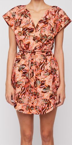 Style 1-86755315-1901 A.L.C. Orange Size 6 Floral Cap Sleeve Belt Sorority Cocktail Dress on Queenly