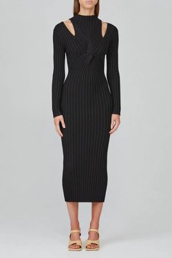 Style 1-3163247454-3709 ACLER Black Size 8 Cut Out High Neck Tall Height Cocktail Dress on Queenly