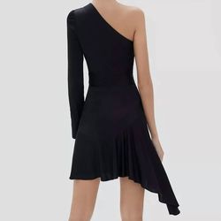 Style 1-2758633236-3236 ALEXIS Black Size 4 One Shoulder A-line Cocktail Dress on Queenly