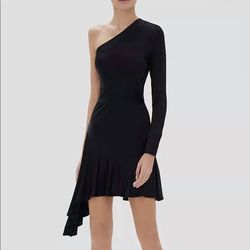 Style 1-2758633236-3236 ALEXIS Black Size 4 One Shoulder A-line Cocktail Dress on Queenly