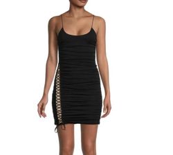Style 1-1310956082-1498 alice + olivia Black Size 4 Spaghetti Strap Appearance Tall Height Sorority Rush Cocktail Dress on Queenly