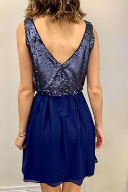Style 1-4166653627-3236 Alythea Blue Size 4 Homecoming Sequined Navy Cocktail Dress on Queenly