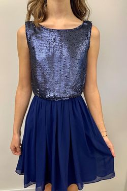 Style 1-4166653627-3236 Alythea Blue Size 4 Homecoming Sequined Navy Cocktail Dress on Queenly