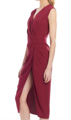 Style 1-4026872443-2696 Amanda Uprichard Red Size 12 Side Slit Burgundy Cocktail Dress on Queenly