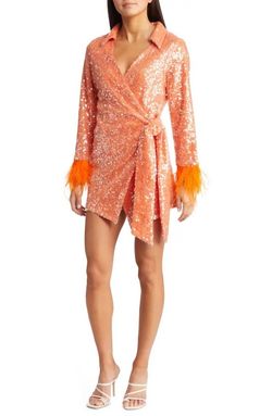 Style 1-3303766083-2791 AMYLYNN Orange Size 12 Free Shipping Tall Height Sequined Plus Size Cocktail Dress on Queenly
